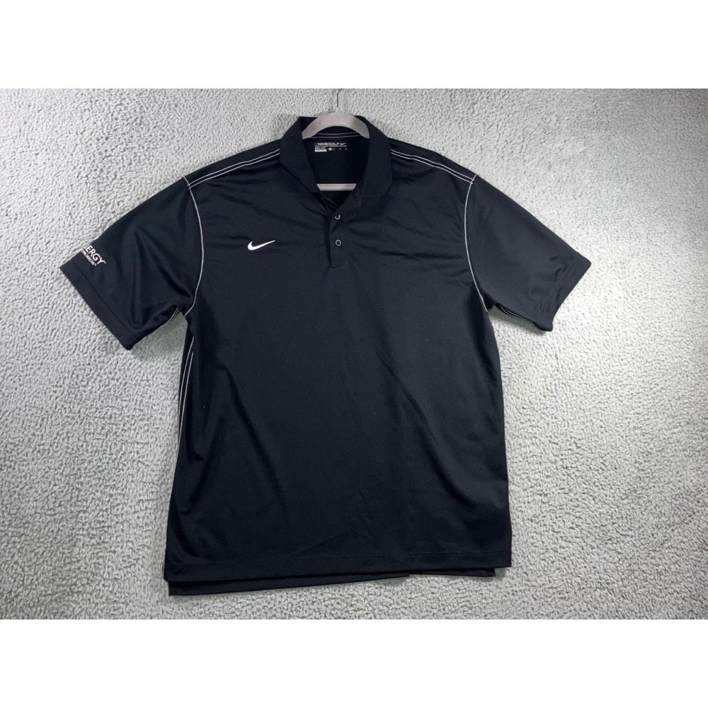 Nike Golf Dri Fit Polo Shirt Men XL Swoosh Embroidered Black Short Sleeve